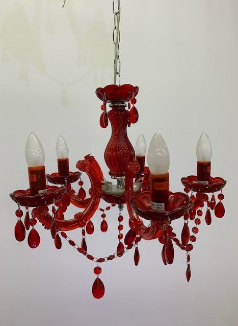 MARIA TERESA 5LT RED CHANDELIER (ONE ONLY)