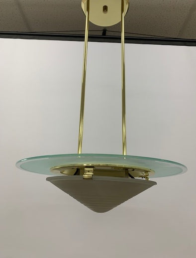 MIRABELLA 2LT BRASS/GLASS DBLE ROD PENDANT(ONE ONLY)