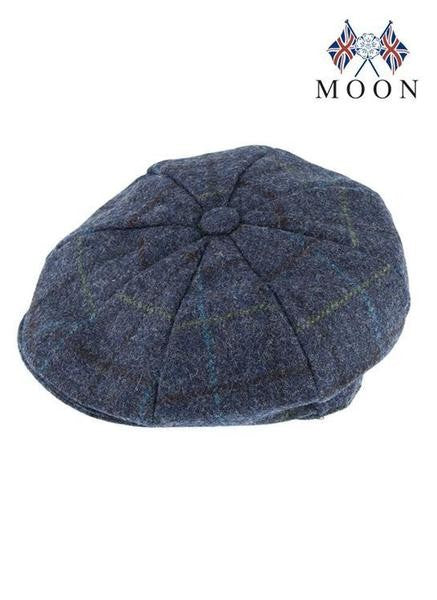 DRIVERS CAP ABRAHAM MOON TWEED NAVY LARGE WOOL