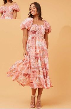 PRINTED OFF-SHOULER DRESS