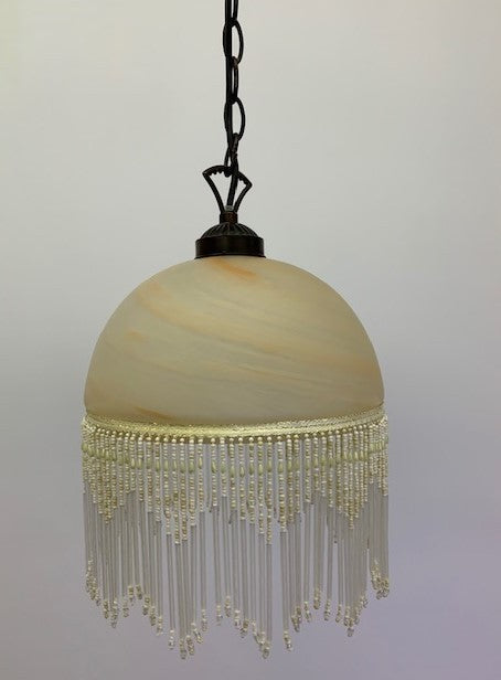 10"BEIGE BEADED PENDANT(ONE ONLY)