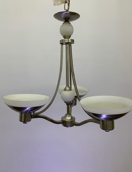 GROVE 3LT S/CHROME METAL WITH OPAL GLASS G9 GLOBES(ONE ONLY)