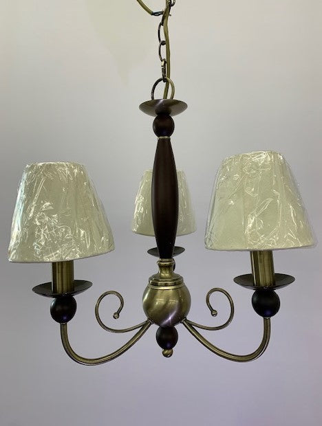 PICKWICK 3LT TIMBER/ANTIQUE BRASS PENDANT