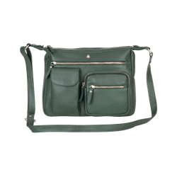 GWL ASPEN MULTI-POCKET LEATHER CROSSBODY BAG EVERGREEN