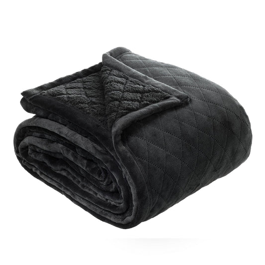 QB/KB ULTRA SOFT VELVET BLANKET MANSFIELD CHARCOAL
