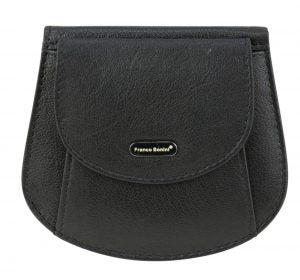 FRANCO BONINI HALF MOON COIN PURSE BLACK LEATHER